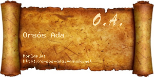 Orsós Ada névjegykártya